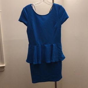 Blue forever 21 peplum dress Large